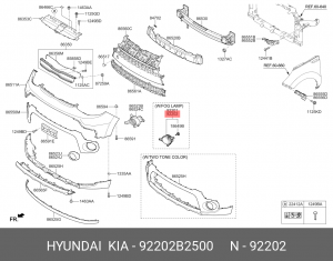 Фара противотуманная KIA Soul (16-) правая OE 92202B2500 HYUNDAI KIA