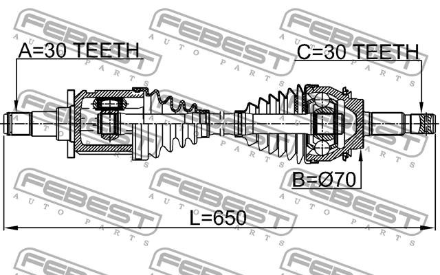 Привод в сборе TOYOTA HILUX 15- 0114-GUN126 0114-GUN126 FEBEST