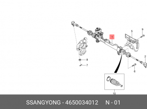 Рейка рулевая SSANGYONG Actyon (10-) в сборе (с ЭУР) OE 4650034012 SSANG YONG