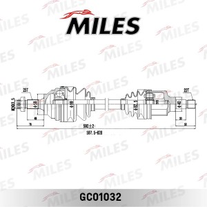 Привод в сборе левый CITROEN BERLINGO/PEUGEOT PARTNER 1.1-1.6 96- (GKN 302918) G GC01032 MILES