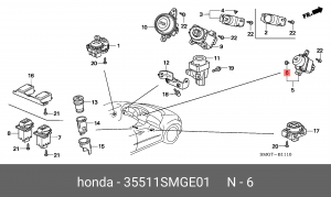 Лампа HONDA Civic (06-12) панели приборов OE 35511SMGE01 HONDA