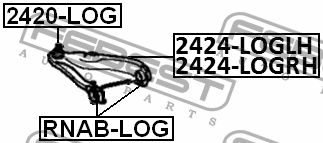 Сайлентблок рычага передн/задний RENAULT LOGAN, SANDERO (12x37x46) RNAB-LOG RNAB-LOG FEBEST