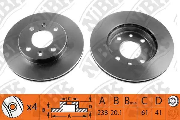 Диск тормозной RENAULT Megane (96-99),Kangoo (97-08) передний (1шт.) NIBK RN1002 NIBK
