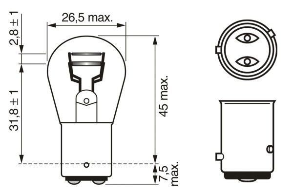 Лампа 12V P21/4W BAZ15d блистер (2шт.) Pure Light BOSCH 1 987 301 015 BOSCH