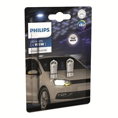 Лампа светодиодная 12V W5W T10W W2.1x9.5d 6500K (2шт.) Led White Ultinon Pro3100 11961CU31B2 PHILIPS