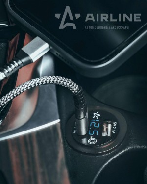 Розетка автомобильная встраиваемая влагозащищенная 12-24V 2USB (2.1A + 2.1A) AIR AEBJ203 AIRLINE