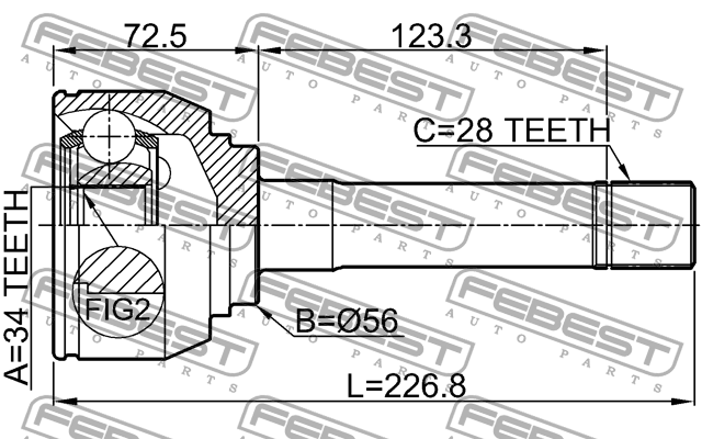 ШРУС внешний HYUNDAI H-1 2001- 1210-H1 1210-H1 FEBEST
