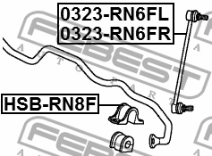 Втулка стабилизатора передняя HONDA STREAM RN6-RN9 2006-2014 HSB-RN8F HSB-RN8F FEBEST