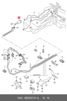 фильтр топливный!\ Audi A4 1.8i 02-09 8E0 201 511 L VAG