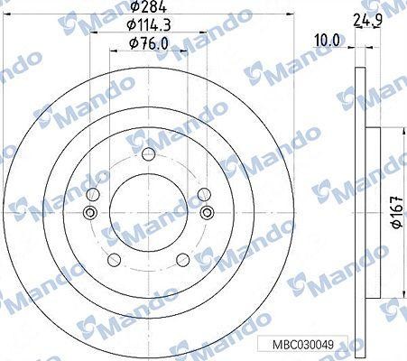 Диск тормозной HYUNDAI i40 (11-) задний (1шт.) MANDO MBC030050 MANDO