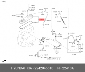 Крышка клапанная HYUNDAI HD65,72,78,County дв.D4AL,D4DB OE 2242045510 HYUNDAI KIA