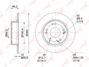 Диск тормозной задний (260x10) подходит для HONDA Accord VII 2.0-2.4 03-08 BN-10 BN-1032 LYNXAUTO