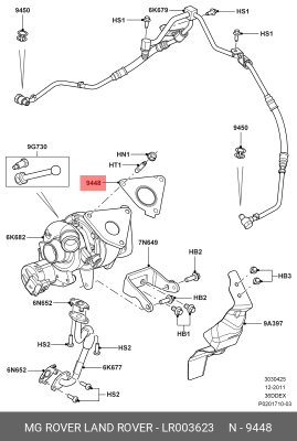 прокладка турбины левая!\ Land Rover 3.6 LR003623 LAND ROVER
