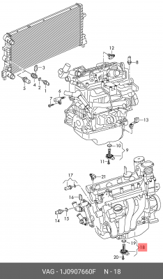 датчик уровня масла!\ Audi, VW, Skoda 1.4-6.0i/1.9-2.5TDi 96> 1J0 907 660 F VAG
