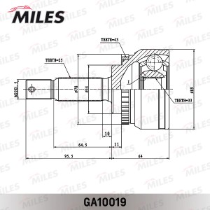 ШРУС внутренний MITSUBISHI GALANT 2.0-2.5 96-04 (GSP 839005) GA10019 GA10019 MILES