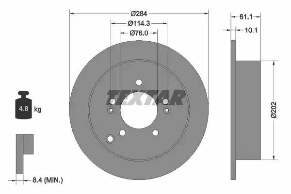 Диск тормозной HYUNDAI Tucson (04-),Santa Fe (00-) KIA Sportage (04-) задний (1ш 92134003 TEXTAR