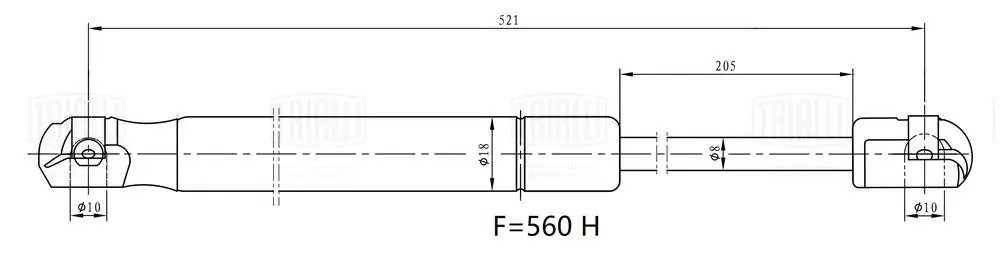 Упор газовый (амортизатор) для а/м Skoda Rapid (12-) без спойлера, с с/о (крышки GS1854 TRIALLI