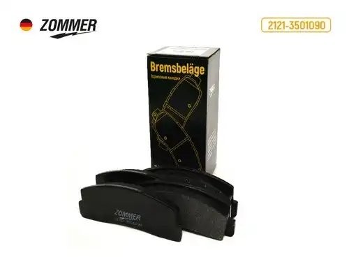 Колодка тормозная передняя ВАЗ 2121, 21214, 2123 (к-т 4 шт) 21213501090 ZOMMER