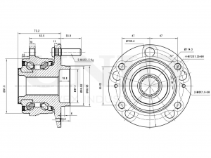 Ступица передняя (без ABS) HUB-20005 UNIO