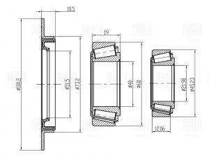 Подшипник ступицы Mercedes S W220 (98-) перед. (кмпл: подшип.2шт/сальник) (CS 15 CS1582 TRIALLI