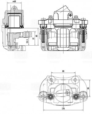 Суппорт ВАЗ-2108-2115 левый в сборе TRIALLI CF409 TRIALLI