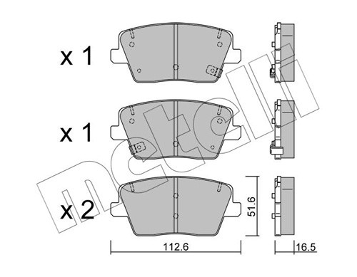 колодки дисковые задние!\ KIA Opirus/Amanti 2.7/3.0/3.5 06>/Soul 1.6/2.0/1.6D 08 2212420 METELLI