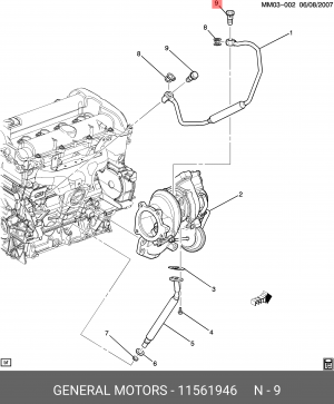 ШТУЦЕР МАСЛОПРОВОДА ТУРБИНЫ - 11561946 11561946 GENERAL MOTORS