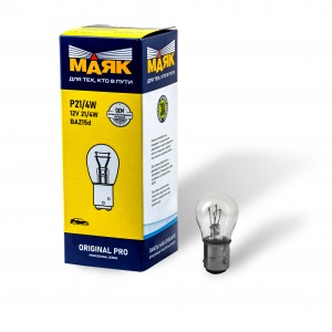 Лампа накаливания P21/4W 12V 21/4W BAZ15d Original Pro (уп-ка 10 шт. цена за 1шт 0121410 MAYAK