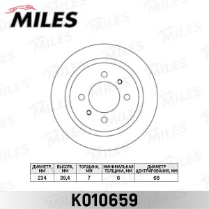 Диск тормозной задний D234мм NISSAN ALMERA (N15)/ SUNNY (N14) (TRW DF4006) K0106 K010659 MILES