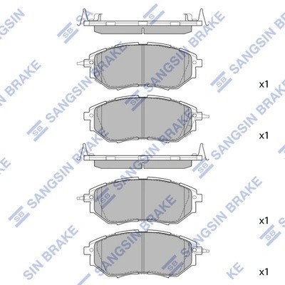 Колодки тормозные SUBARU Legacy,Outback,Tribeca (03-) (2.0/3.6) передние (4шт.)  SP1534 SANGSIN