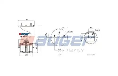 Пневморессора со стаканом(пластик) BPW 30 K AU 34940-KP AUGER
