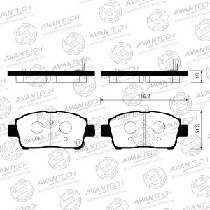 Колодки тормозные дисковые Avantech передние (противоскрипная пластина в компл.) AV836 AVANTECH
