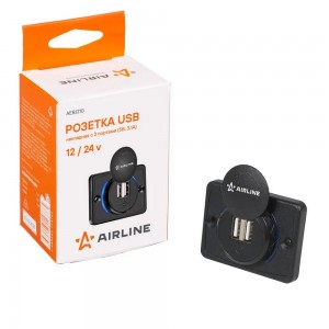 Розетка автомобильная "AIRLINE" (USB накладная 2 порта 5В, 3.1А) AEBJ210 AIRLINE