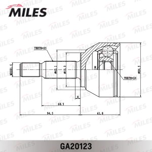 ШРУС наружный FORD TOURNEO/TRANSIT CONNECT 1.8D 02- (GKN 305358) GA20123 GA20123 MILES