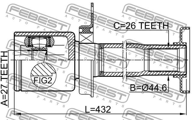 ШРУС ВНУТРЕННИЙ ПРАВЫЙ 27X44.4X26 подходит для VOLKSWAGEN TRANSPORTER/MULTIVAN T 2311-TR5RH FEBEST