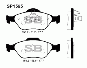 Колодки тормозные FORD FIESTA 9501/01/FUSION 01 передние SP1565 SP1565 SANGSIN