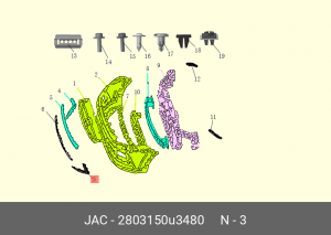 Молдинг МОСКВИЧ 3 JAC JS4 решетки радиатора левый (уголок) OE 2803150U3480 JAC