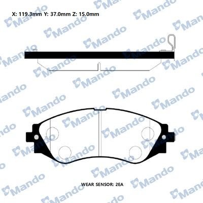 Колодки тормозные DAEWOO Nexia,Nubira CHEVROLET Lacetti (03-) передние (4шт.) MA RMPD08NS MANDO
