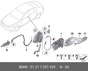 трос замка двери!\ BMW F10/F11 51217297439 BMW