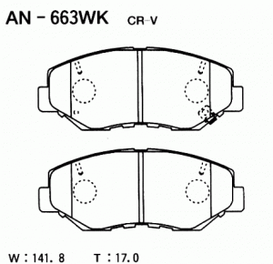 Колодки тормозные дисковые передние ПОДХОДЯТ ДЛЯ HONDA CR-V II, ELEMENT YH2 AN-6 AN663WK AKEBONO