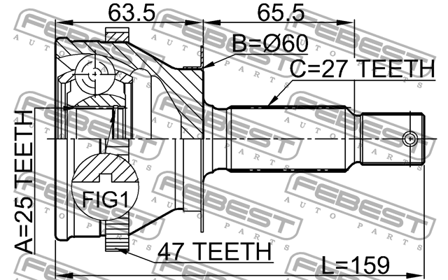 ШРУС 1210-011A47 1210-011A47 FEBEST