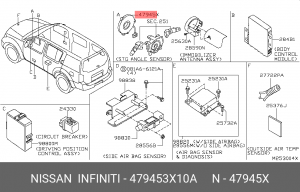 Датчик угла поворота 47945-3X10A 47945-3X10A NISSAN