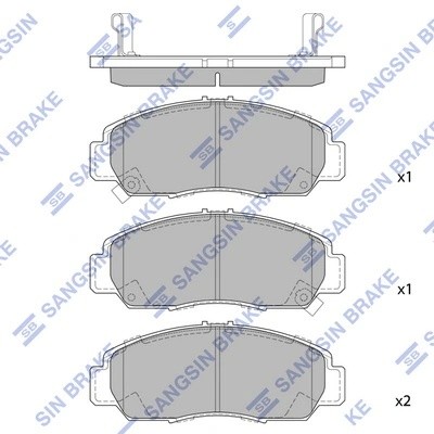 Колодки тормозные HONDA CIVIC 01-05/FR-V 1.7-2.2 05-/STREAM 1.7/2.0 01- передние SP2012 SANGSIN