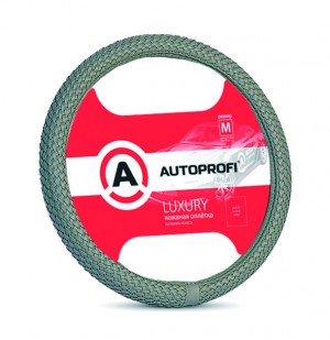 оплетка руля! серия LUXURY, экокожа, полностью плетёная, серый, разм. М\ AP800GYM AUTOPROFI