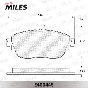 Колодки тормозные передние (Смесь Low-Metallic) MERCEDES A(W176) 12-/B(W246) 11- E400449 MILES