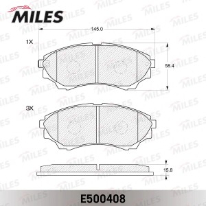Колодки тормозные передние (Смесь CERAMIC серия PRO) FORD RANGER 99-/MAZDA B-SER E500408 MILES