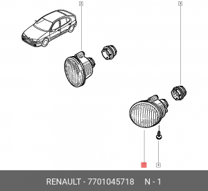 фара противотуманная левая!\ Renault Laguna I 05/98>/Megane 03/99> 7701045718 RENAULT