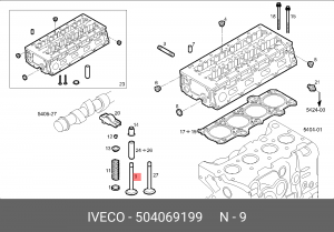 клапан впускной! 30x6x120.4 45град.\Iveco Daily F1AE0481B 02> 504069199 IVECO