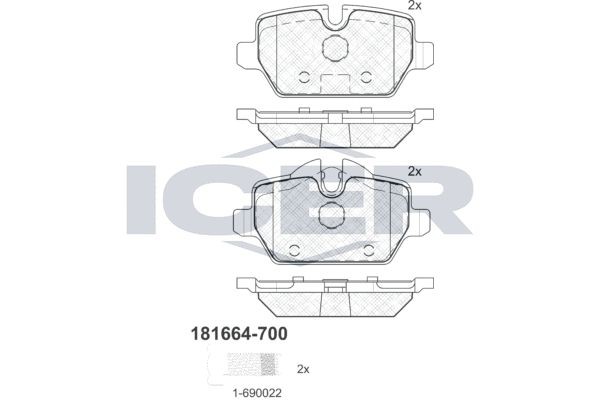 181664-700 колодки дисковые задние !\ BMW E87 1.6i/1.8D 04># 181664700 ICER