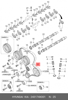 Ролик ГРМ KIA Bongo 3 (06-),Carnival (00-) (2.9) обводной OE 243174X001 HYUNDAI KIA